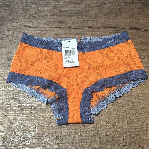 Hanky Panky lace Boy shorts Size XS orange/blue & Yellow butter both NWT 2 pairs - Picture 4 of 4